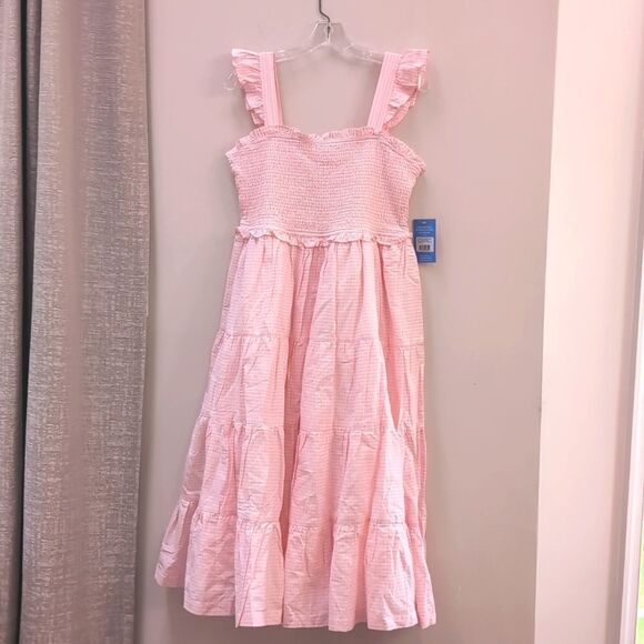Ruffle Butts Smocked Flutter Strap Midi Nap Dress in Pink Gingham Sz L NWT - Picture 3 of 6